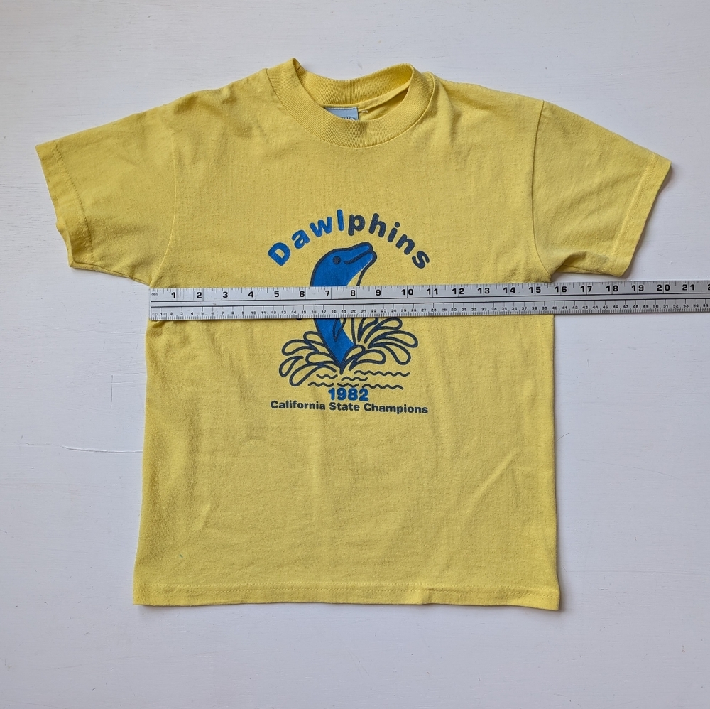 Vintage Dawls Yellow Dawlphins Dolphins T-Shirt *Fits Like XS* - Picture 6 of 11